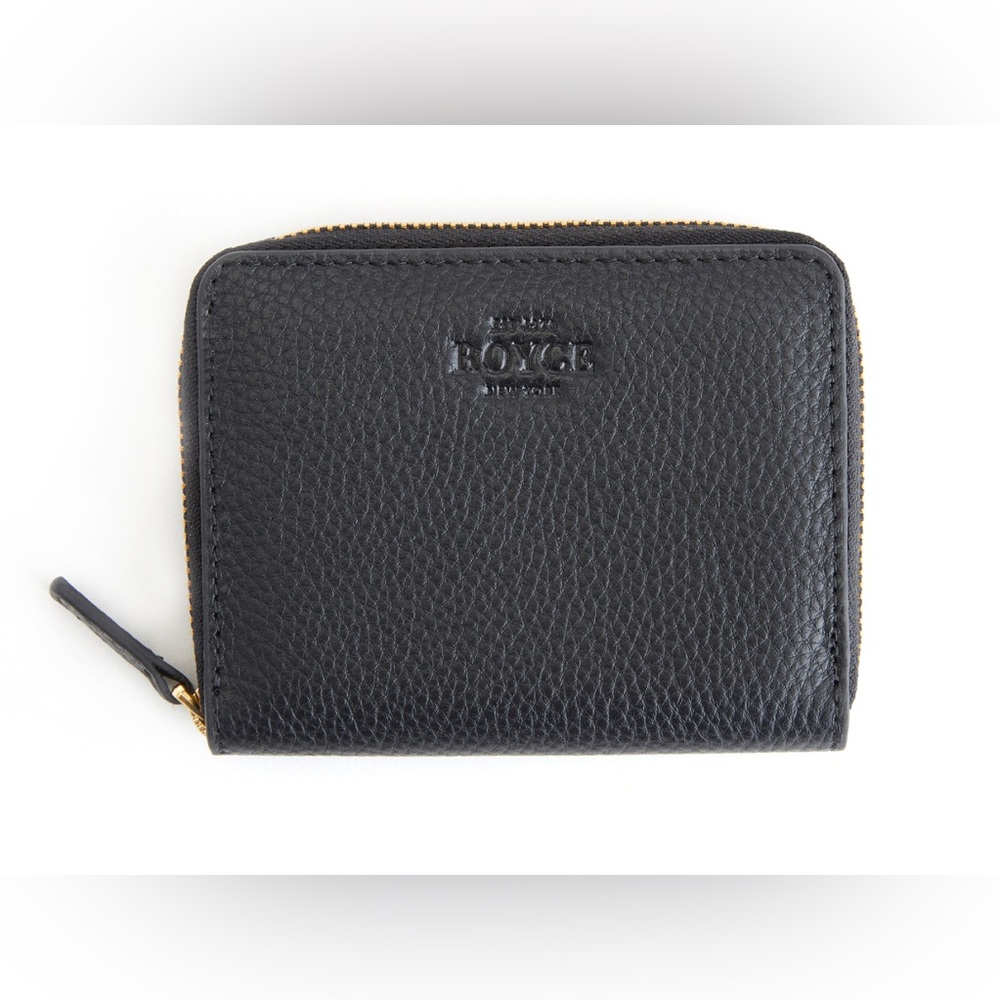 ROYCE New York RFID Blocking Zippered CardHolder Pebble Genuine Leather Wallet